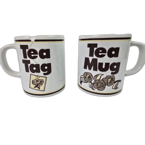 Vintage Tea Bag Cups Mug Pair Floral Tea Mug 3X3.5 - Picture 4 of 8